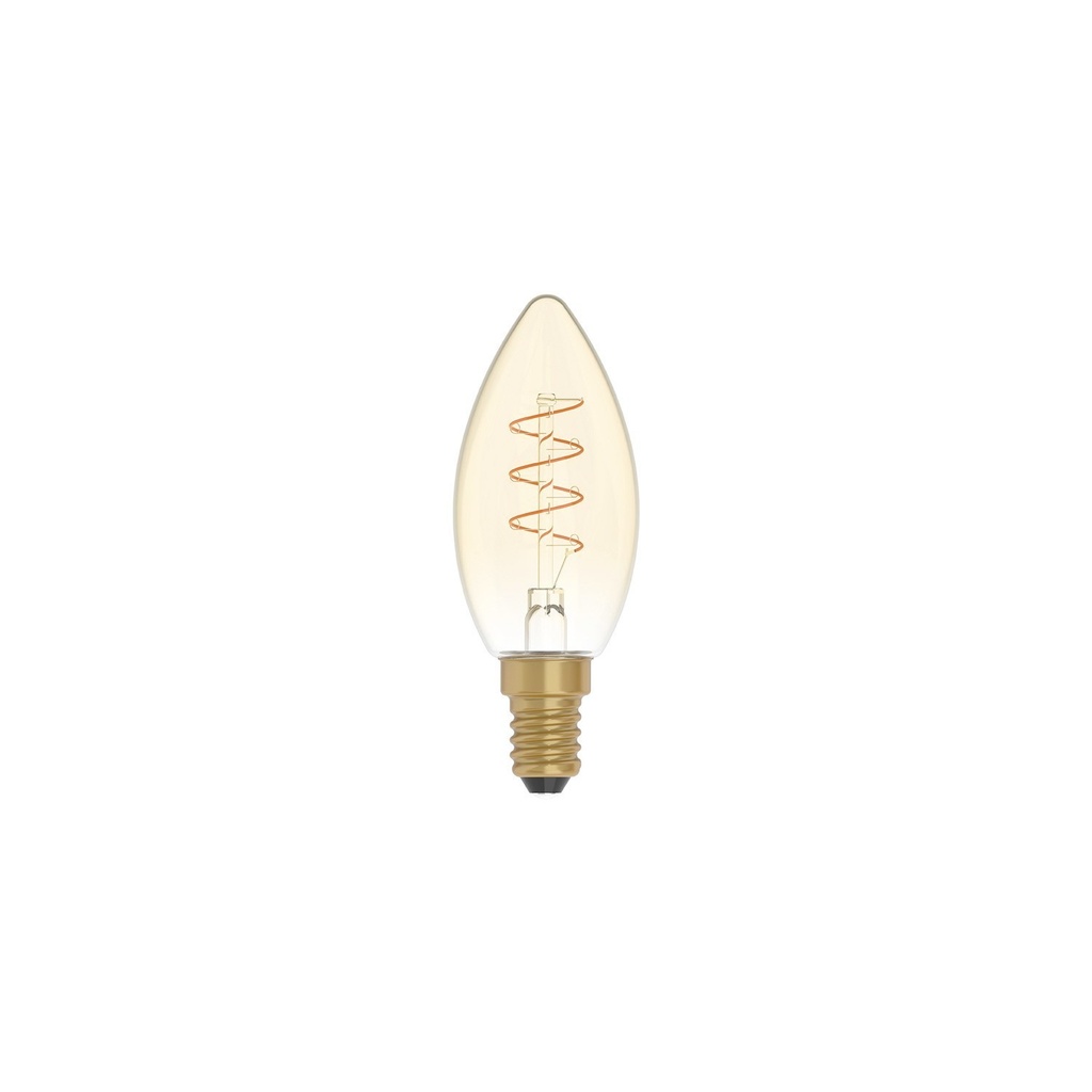 Ampoule LED dorée Carbon Line à filament spirale courbe, bougie C35 2,5W 136Lm E14 1800K dimmable - C01