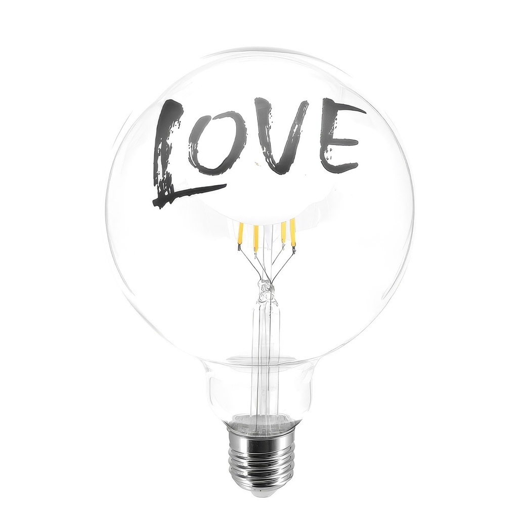 Lampadina LED Tattoo "Love" G125 4.5W 470lm E27 2700K dimmerabile