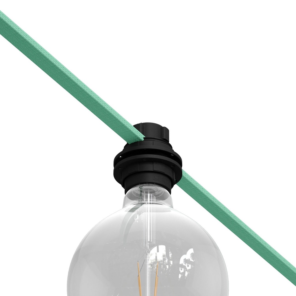 [PLC27PNTF] E27-Fassungskit aus schwarzem Thermoplast mit Doppelring für Lampenschirm und Lumet-Lichterkettensystem