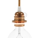 E27 metal lamp holder kit with double ring nut for lampshade – Copper, Conical