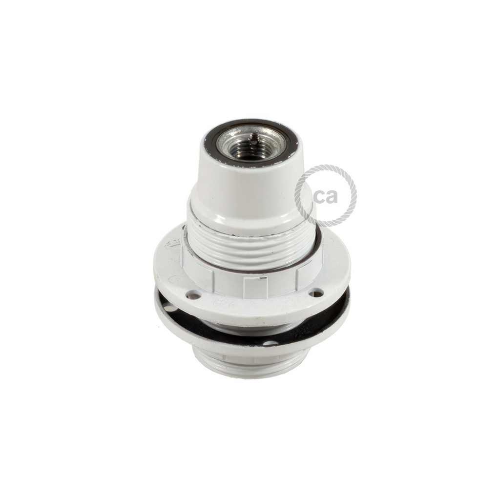 E14 bakelite lamp holder kit with double ring for lampshade – White