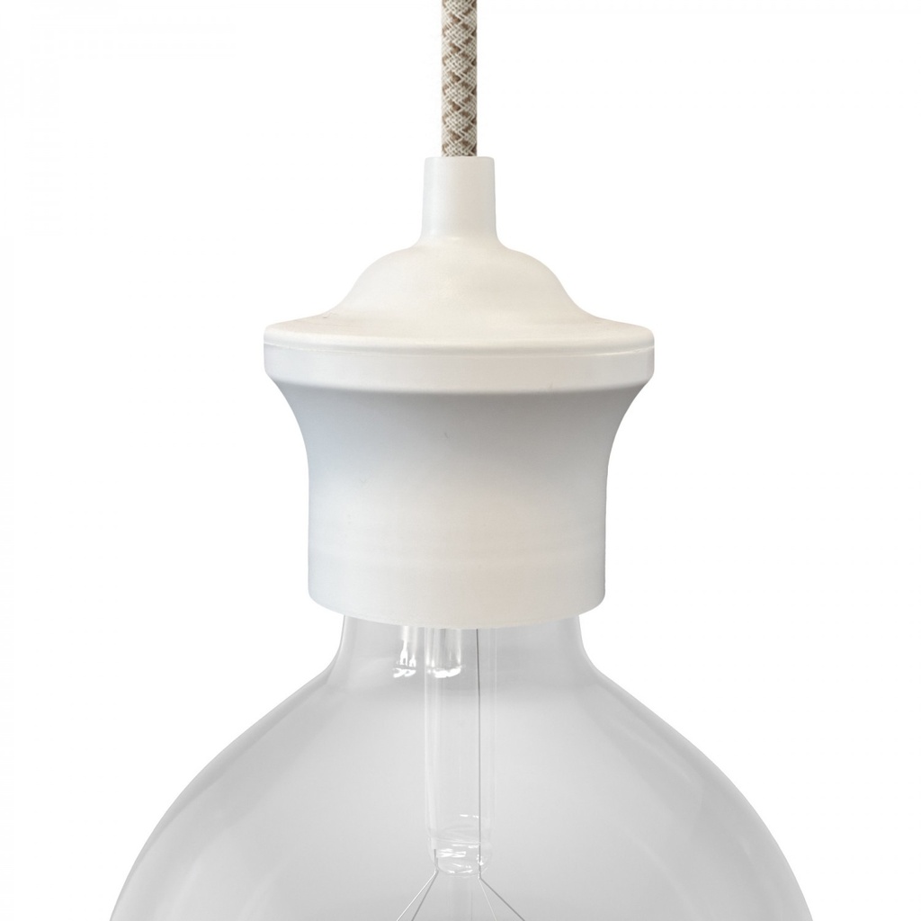 Lampenfassung E27 Pagoda aus Thermoplast mit doppelter Überwurfmutter – Weiß