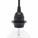 E27 thermoplastic lamp holder with semi-threaded sleeve, earth connection and ring