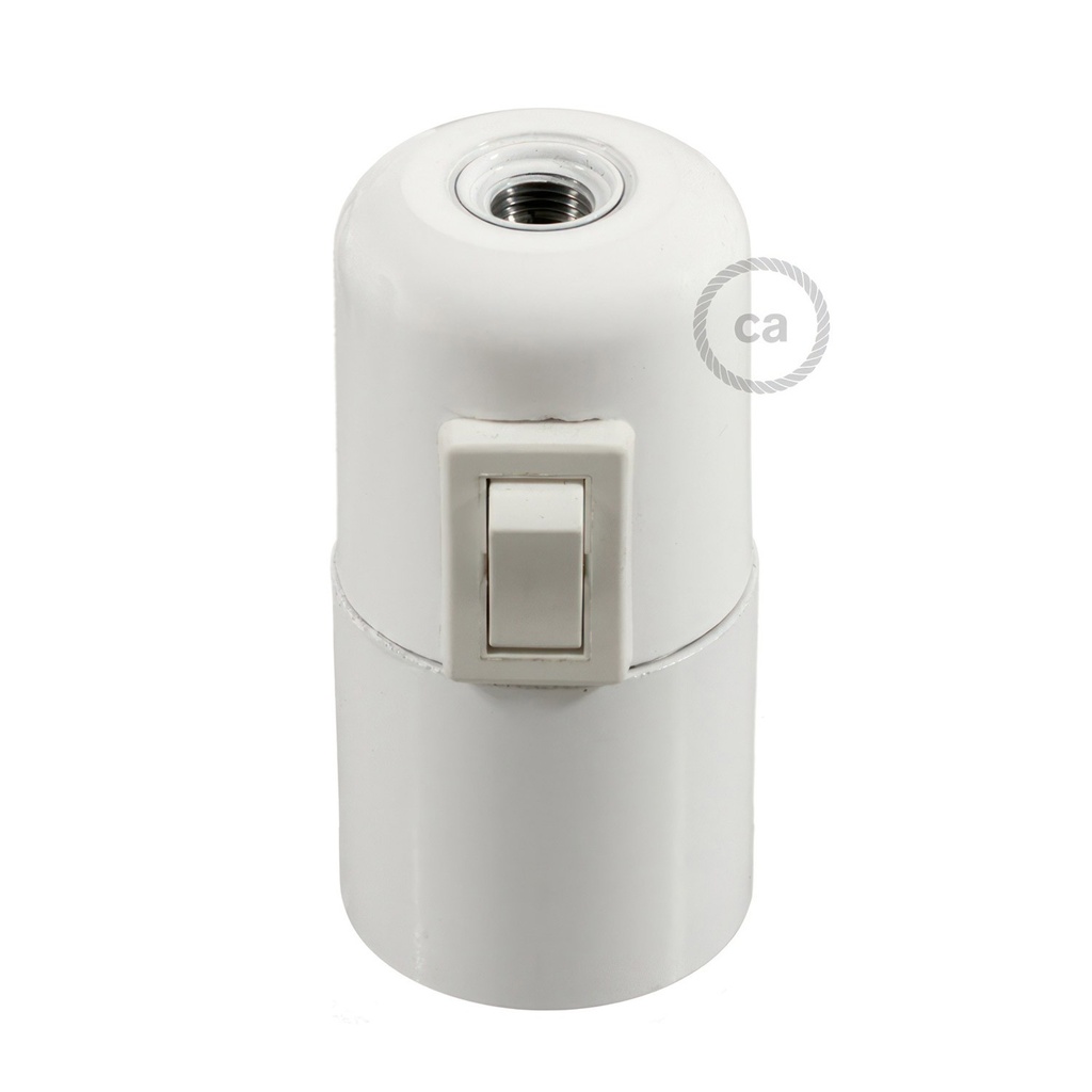 Bakelite E27 lamp holder kit with switch – White