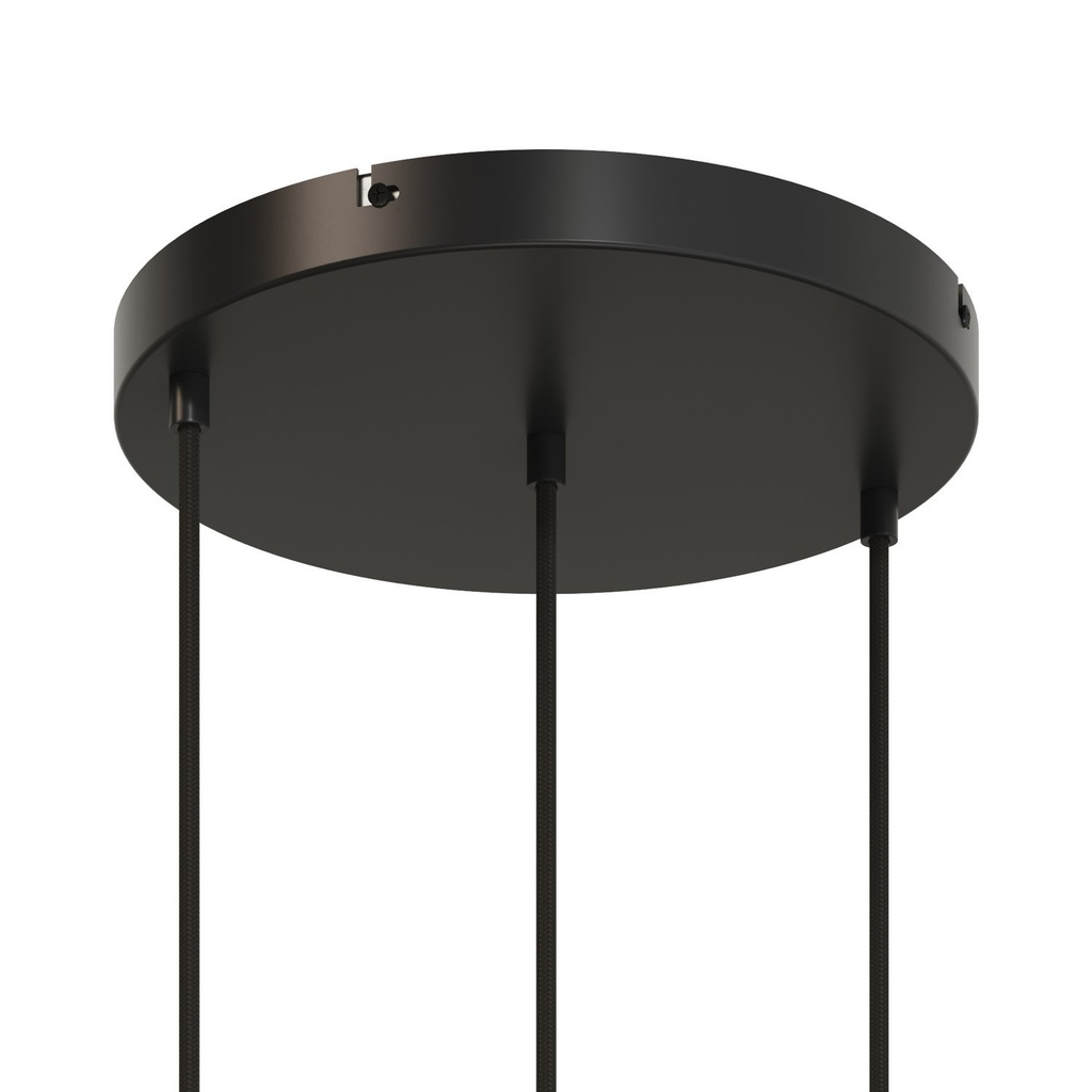 [KRA303LFVN] Rosone rotondo in alluminio Ø 30 cm con staffa e cavo di messa a terra, con 3 fori frontali (Nero, Nessun foro laterale)