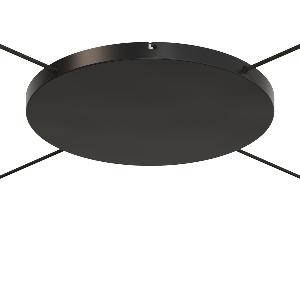 [KRA50SF4LVN] Runder Lampenbaldachin aus Aluminium Ø 50 cm mit Halterung, 4 seitliche Bohrungen (Schwarz)