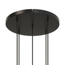 Runder Lampenbaldachin aus Aluminium Ø 50 cm mit Halterung und Schutzleiter-Textilkabel, mit 5 frontalen Bohrungen – Schwarz, Keine Seitenbohrungen