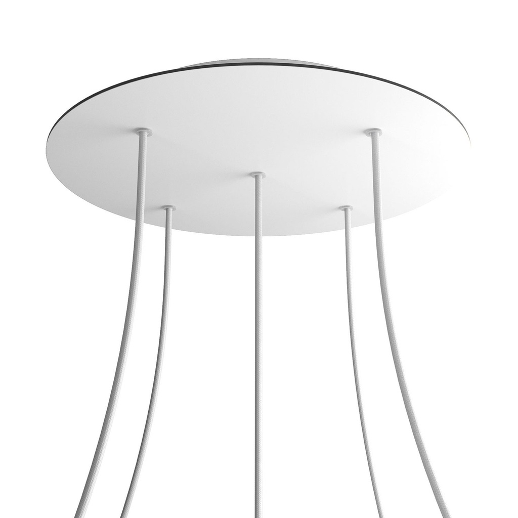 Rosone XXL Rose-One rotondo, diametro 400 mm con 5 fori e 4 fori laterali – Bianco, Bianco opaco