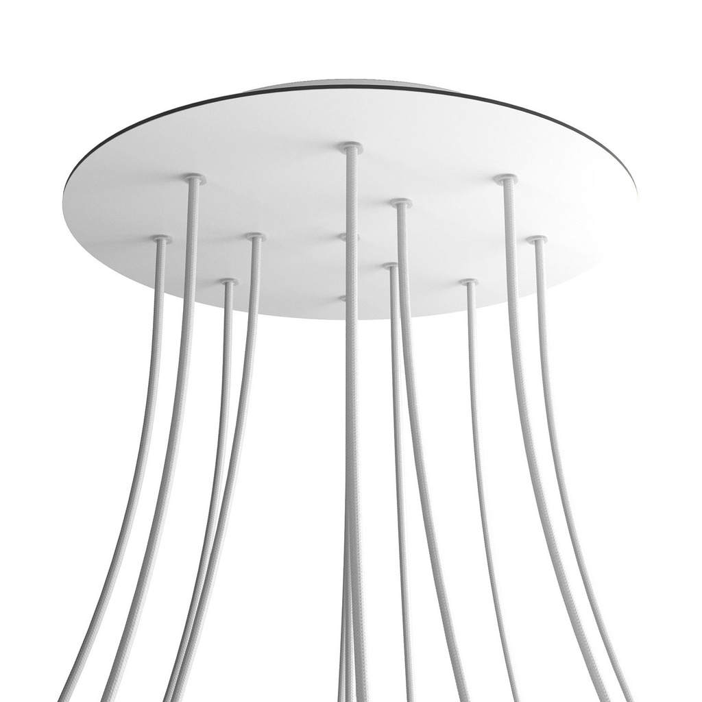 XXL Rose-One round ceiling rose, Ø 400 mm, with 12 holes and 4 side holes – Matt white, White