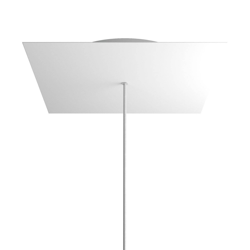 Rosace XXL Rose-One carrée, 400 mm avec 1 trou et 4 trous latéraux – Blanc, Blanc mat