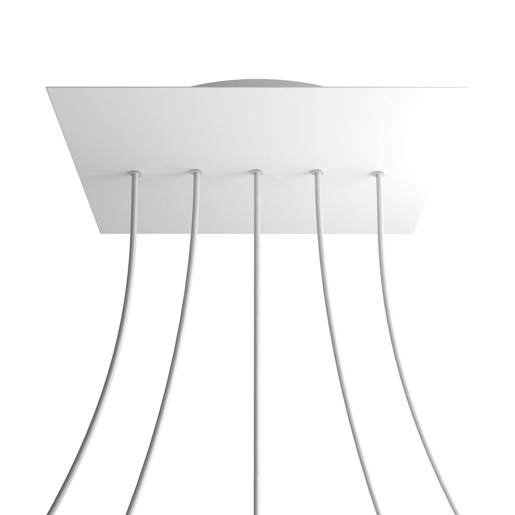 [KROQ405LF102] Rosace XXL Rose-One carrée, 400 mm avec 5 trous en ligne et 4 trous latéraux (Blanc, Blanc mat)