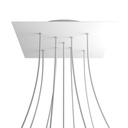 Kit de rosace XXL Rose-One carrée, 400 mm, à 9 trous en X et 4 trous latéraux – Blanc, Blanc mat