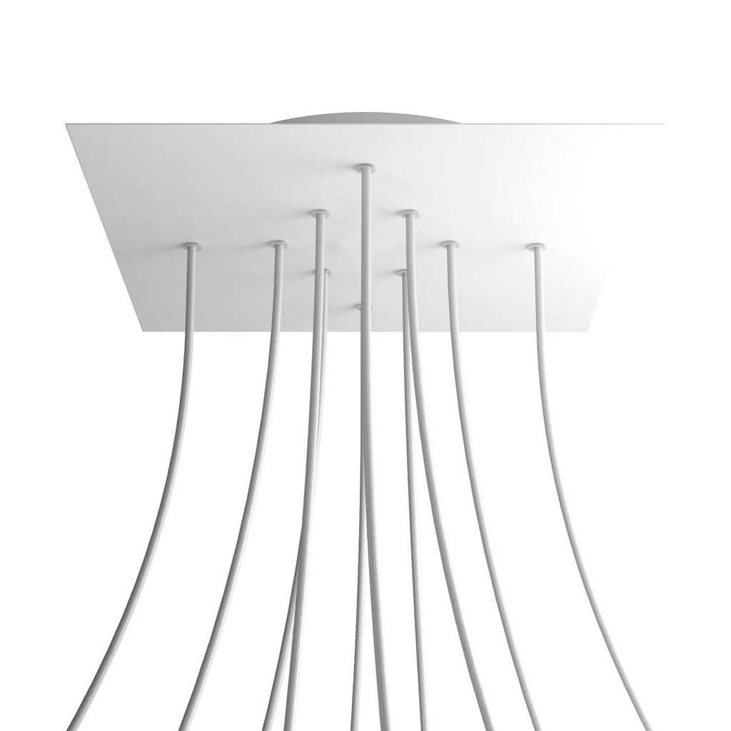 [KROQ4010F102] Square XXL Rose-One ceiling rose kit, 400 mm with 10 holes and 4 side holes (White, Matt white)