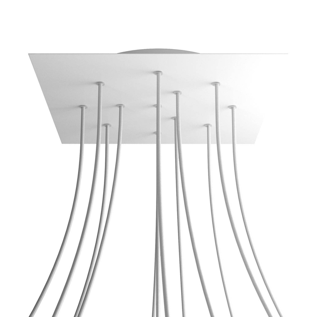 [KROQ4012F102] Kit rosone XXL Rose-One quadrato, 400 mm con 12 fori e 4 fori laterali (Bianco, Bianco opaco)