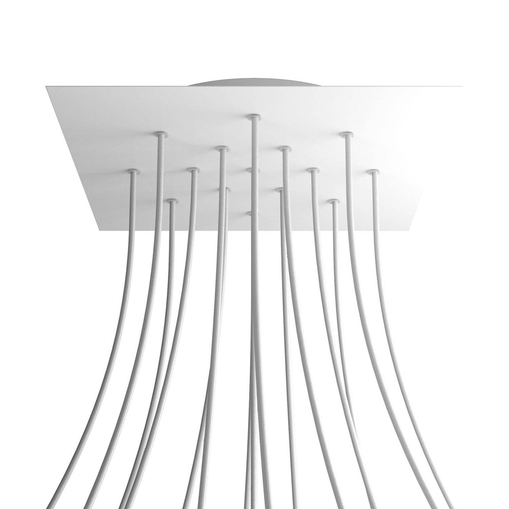 Square XXL Rose-One ceiling rose, 400 mm, with 15 holes and 4 side holes – White, Matt white