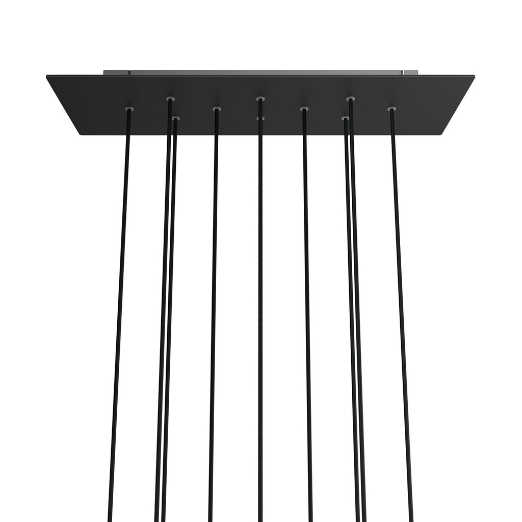 XXL Rose-One rectangular ceiling rose with 10 holes and 6 side holes, 675 x 225 mm – Matt black Dibond, White