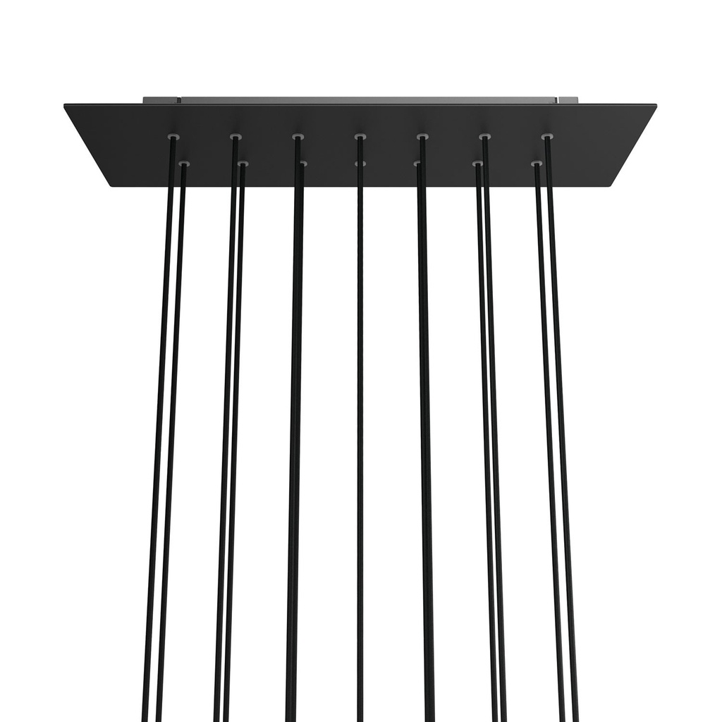 [KROVBORE14F103] XXL-Baldachin Rose-One rechteckig mit 14 Löchern und 6 seitlichen Löchern, Maße 675 x 225 mm (Weiß, Dibond mattschwarz)