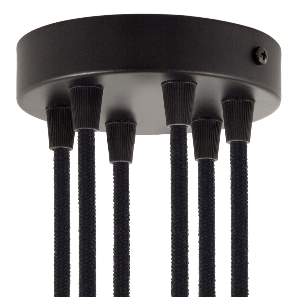 Zylindrischer Lampenbaldachin Metall-Kit mit 6 Löchern – Schwarz, Konisch