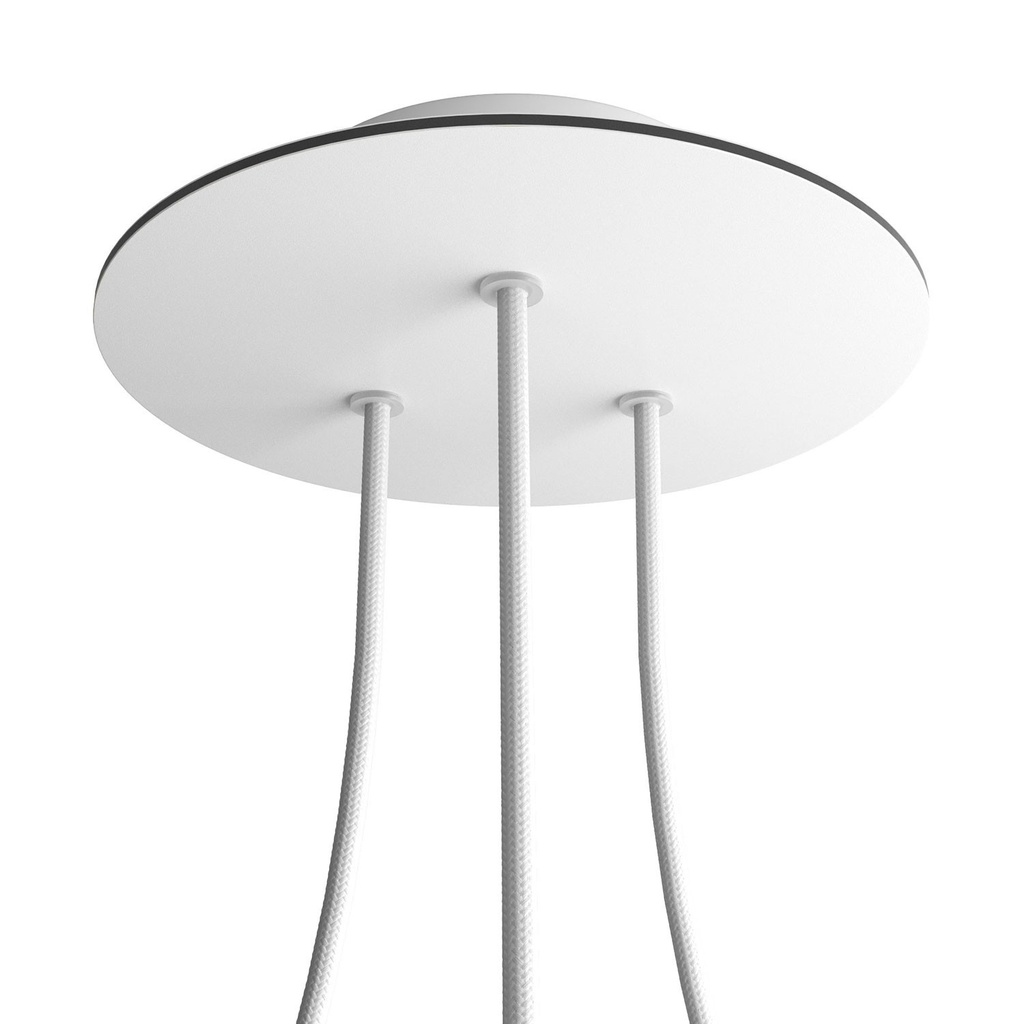 Rosace Rose-One ronde, diamètre 200 mm avec 3 trous et 4 trous latéraux – Blanc, Blanc mat