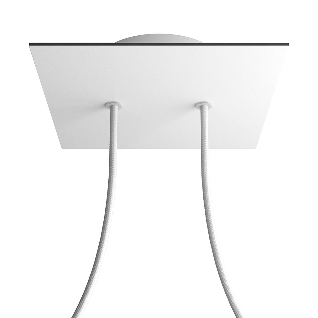 [KROQ202F102] Kit rosace Rose-One carrée, 200 mm, avec 2 trous et 4 trous latéraux (Blanc, Blanc mat)