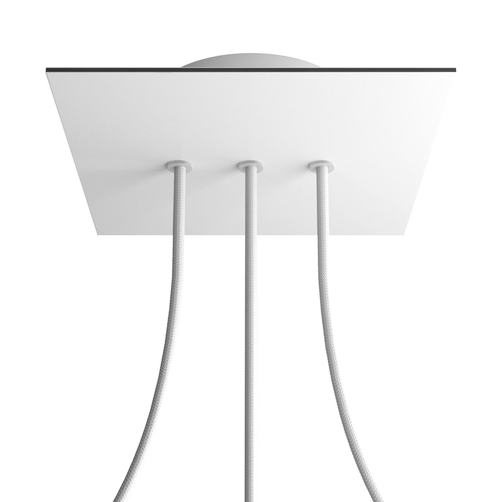 [KROQ203LF102] Rosace Rose-One carrée, 200 mm avec 3 trous en ligne et 4 trous latéraux (Blanc, Blanc mat)