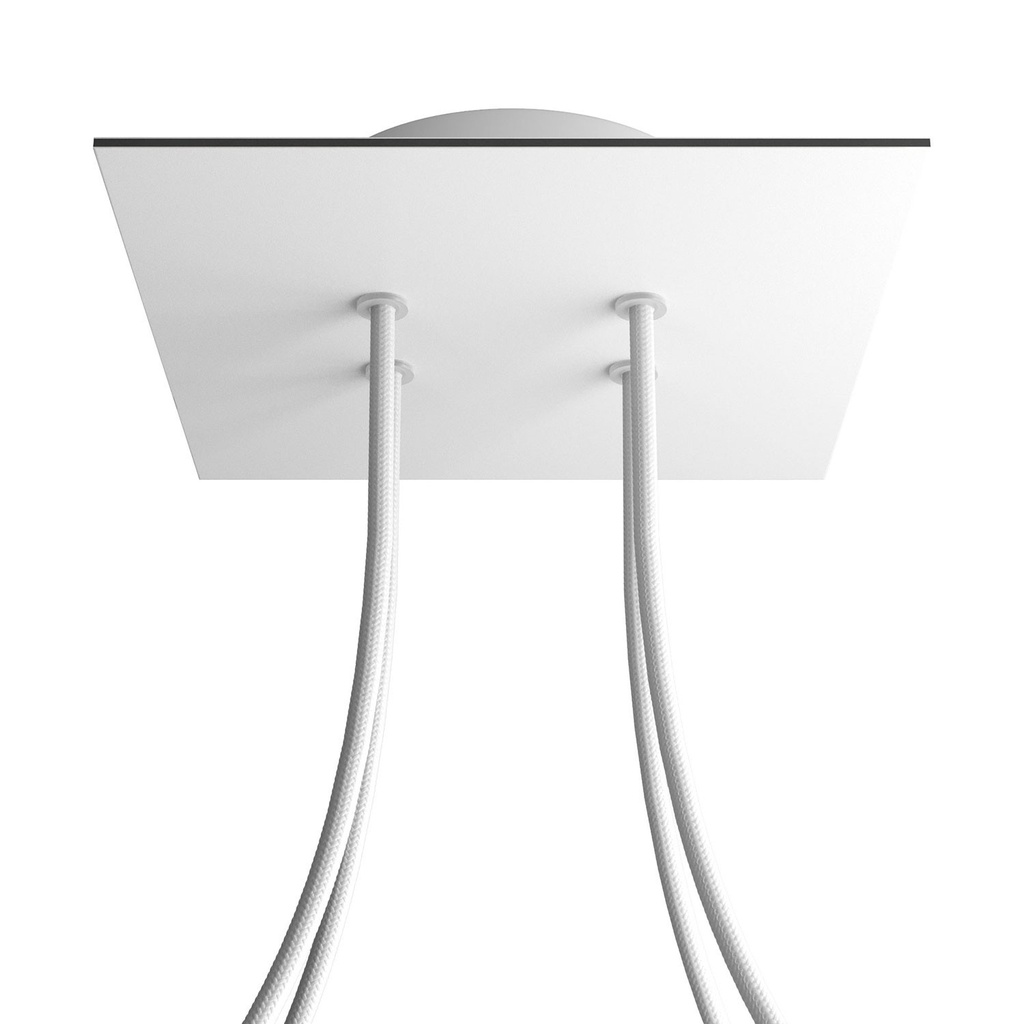 [KROQ204F102] Rosace Rose-One carrée, 200 mm avec 4 trous et 4 trous latéraux (Blanc, Blanc mat)