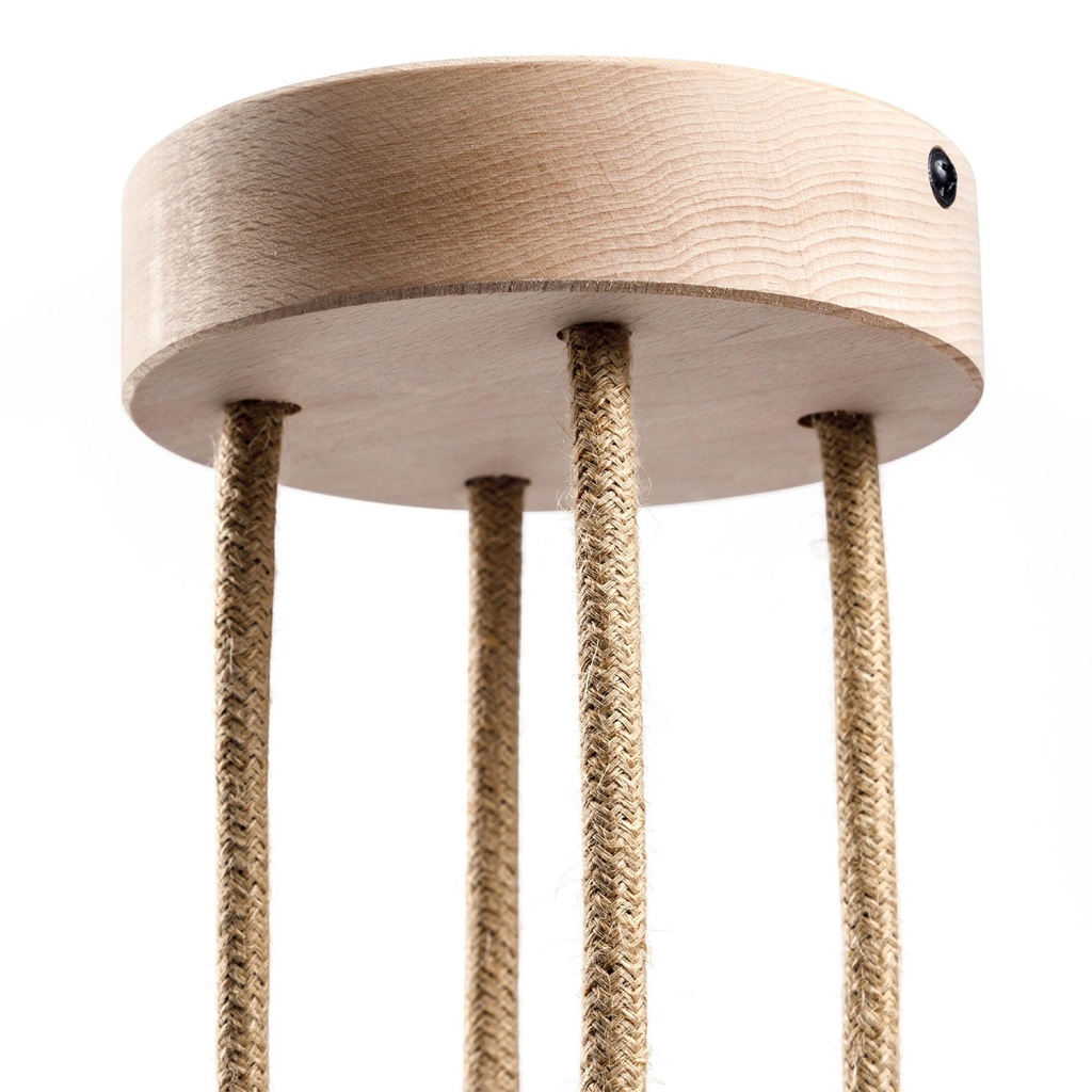 [KRL4F0110] Cylindrical wooden ceiling rose kit with 4 holes (Neutral)