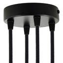 Cylindrical metal ceiling rose kit with 4 holes – Black, Conical