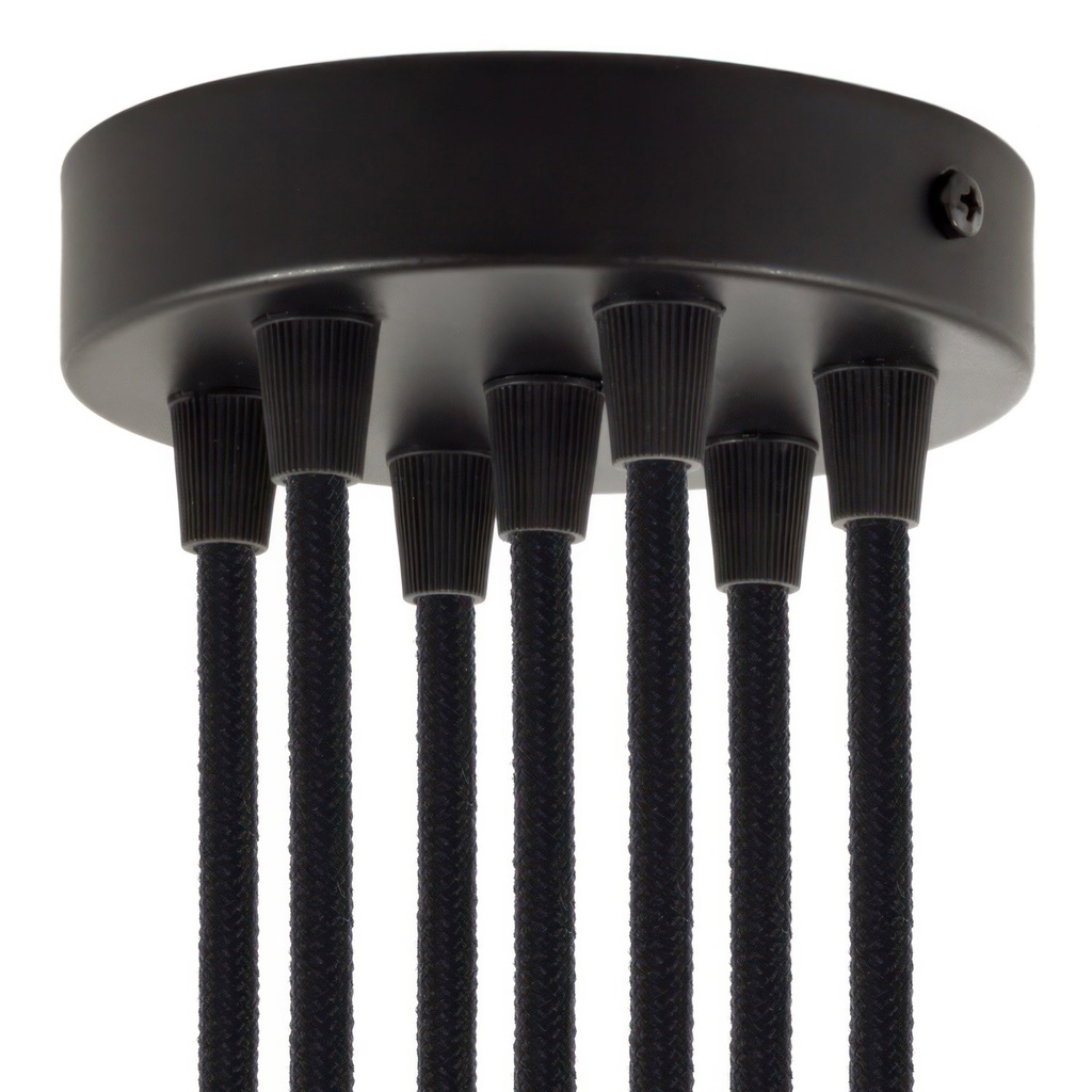 Kit rosone cilindrico in metallo a 7 fori – Nero, Conico