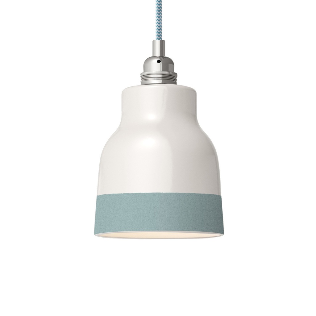 [FPN-200] Two-tone ceramic Vaso lampshade, Materia collection - Made in Italy (White and light blue)