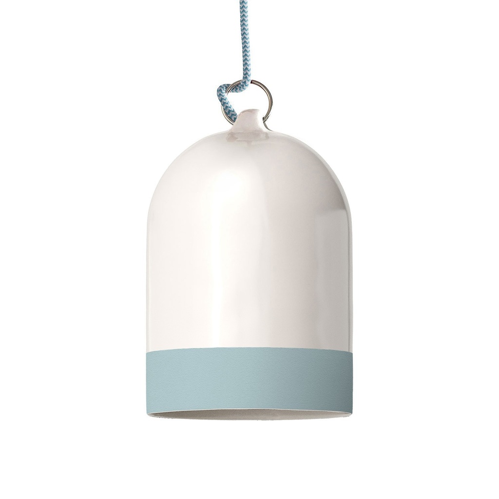 [FPN-235] Campana Mini XS two-tone ceramic lampshade, Materia collection (Glossy white and light blue)
