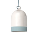 Lampenschirm Campana Mini XS zweifarbig aus Keramik, Kollektion Materia – Weiß glänzend und Hellblau