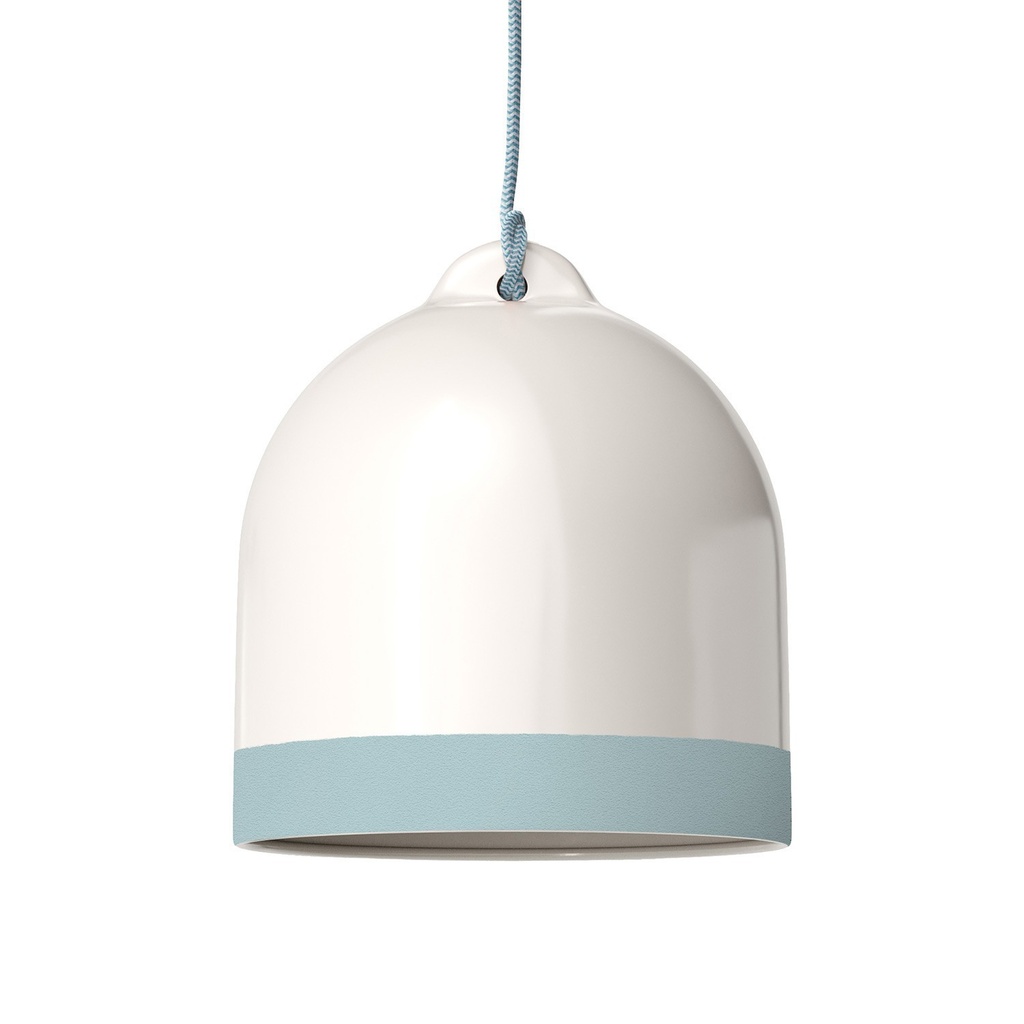 [FPN-228] Campana M two-tone ceramic lampshade, Materia collection - Made in Italy (Glossy white and light blue)