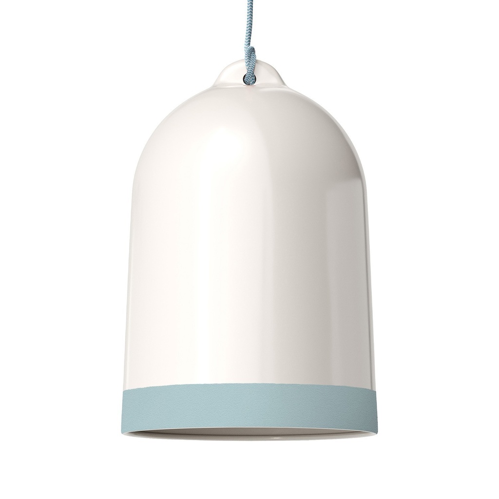 [FPN-214] Campana XL two-tone ceramic lampshade, Materia collection - Made in Italy (Glossy white and light blue)