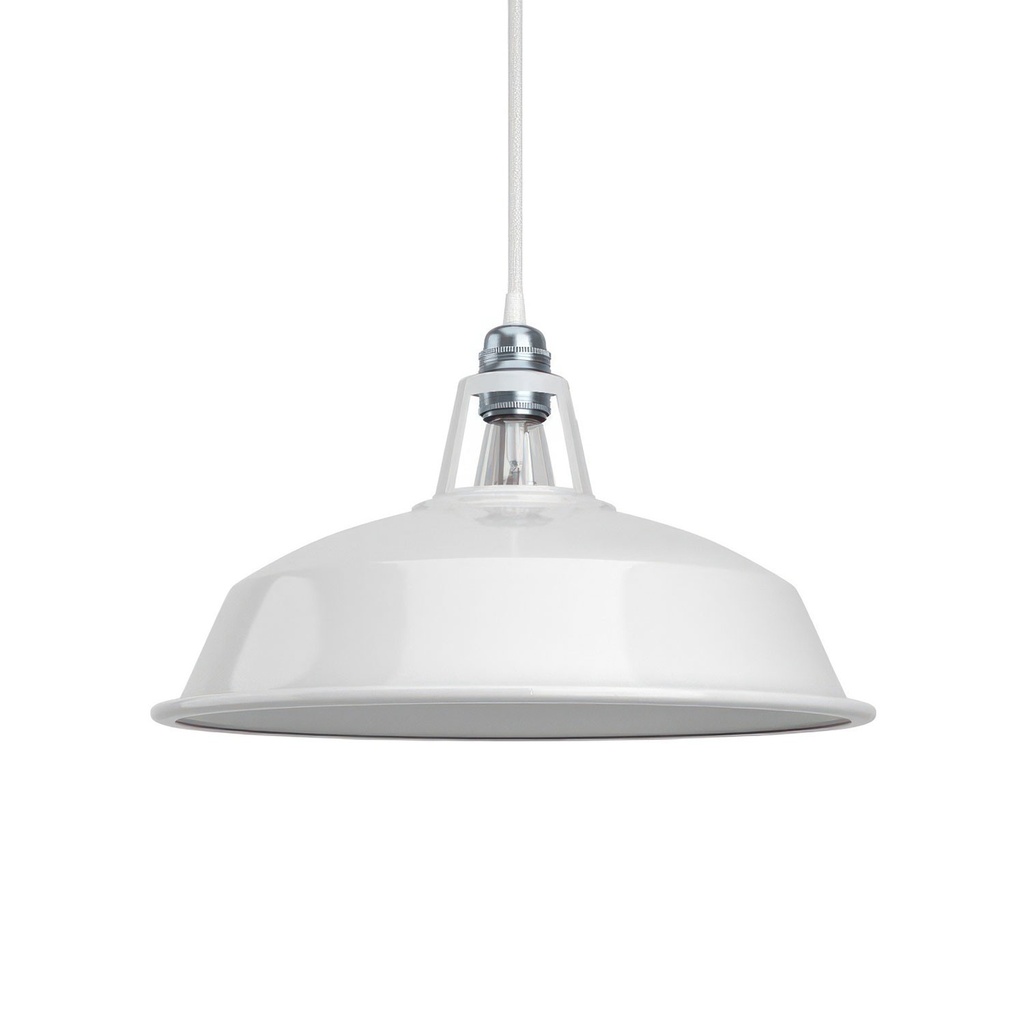 Harbour-Lampenschirm aus emailliertem Metall mit E27-Fassung, Durchmesser 38 cm – Weiß