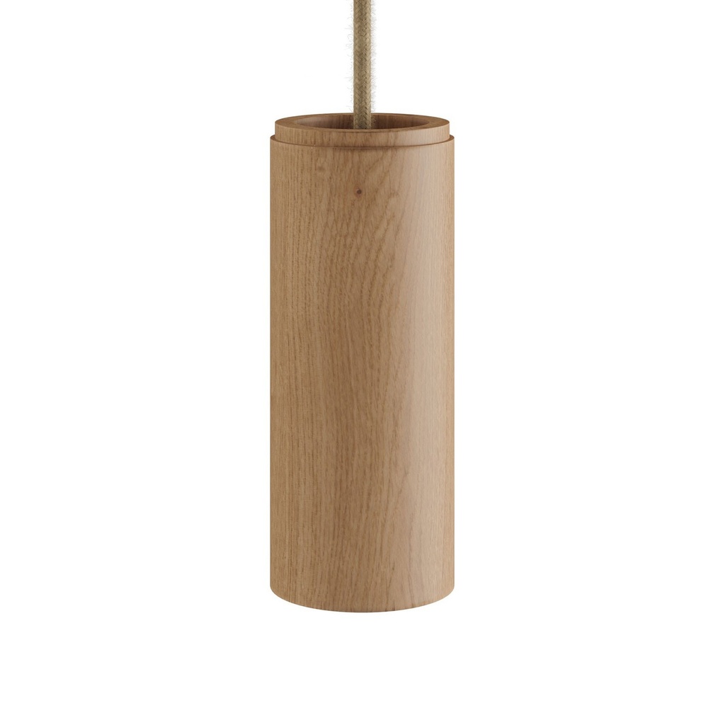 [KSPOTLE1401] Tub-E14, tubo in legno per faretto con portalampada doppia ghiera E14