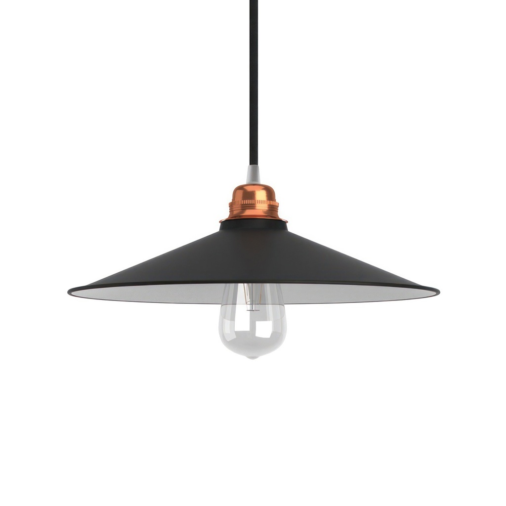 Lampenschirm Swing aus emailliertem Metall für Lampenfassungen E27 – Schwarz