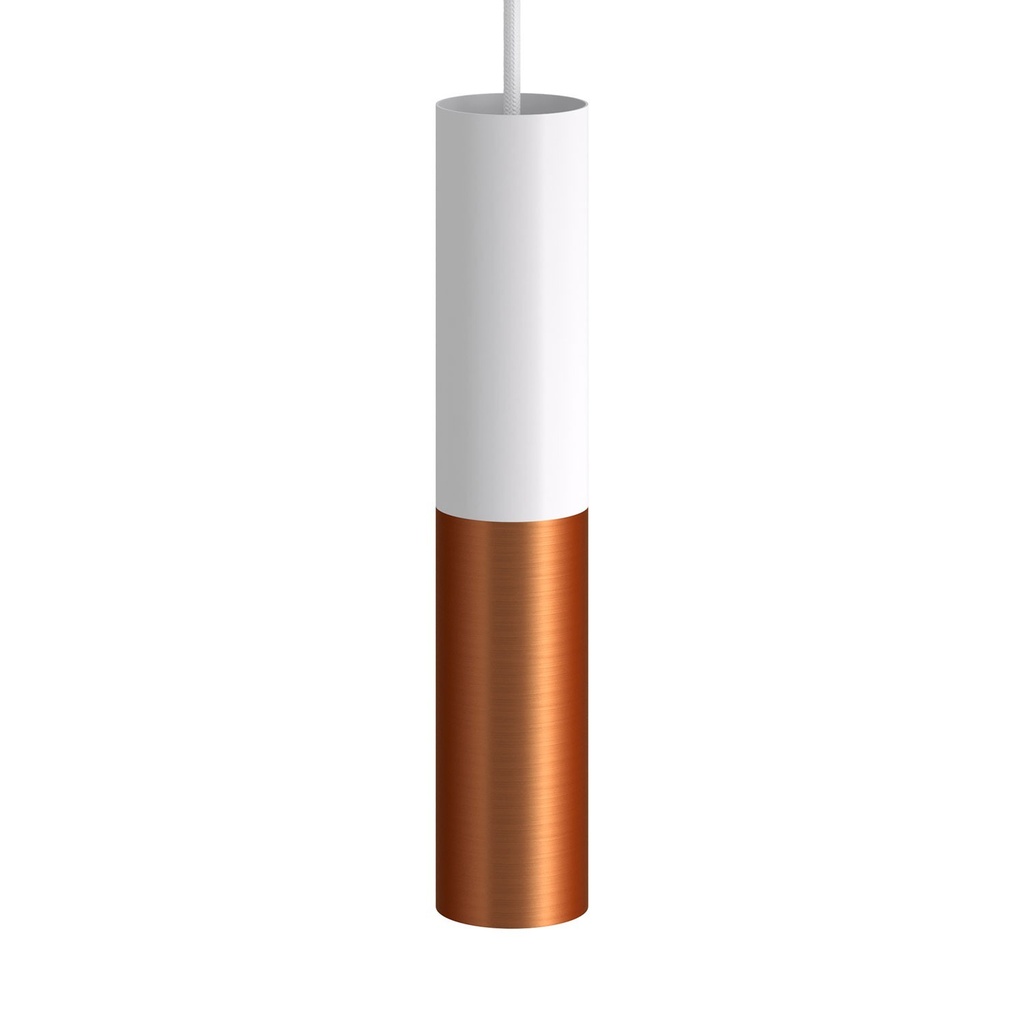 Tub-E14, double metal spotlight tube with E14 double ring lamp holder – Matt white and brushed copper