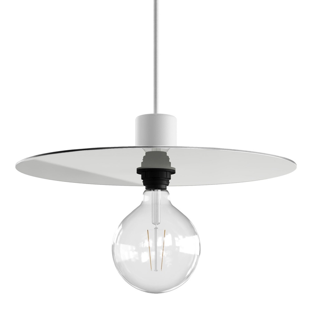 Paralume piatto Ellepì oversize in Dibond per lampade a sospensione da esterni, diametro 40 cm - Made in Italy – Bianco