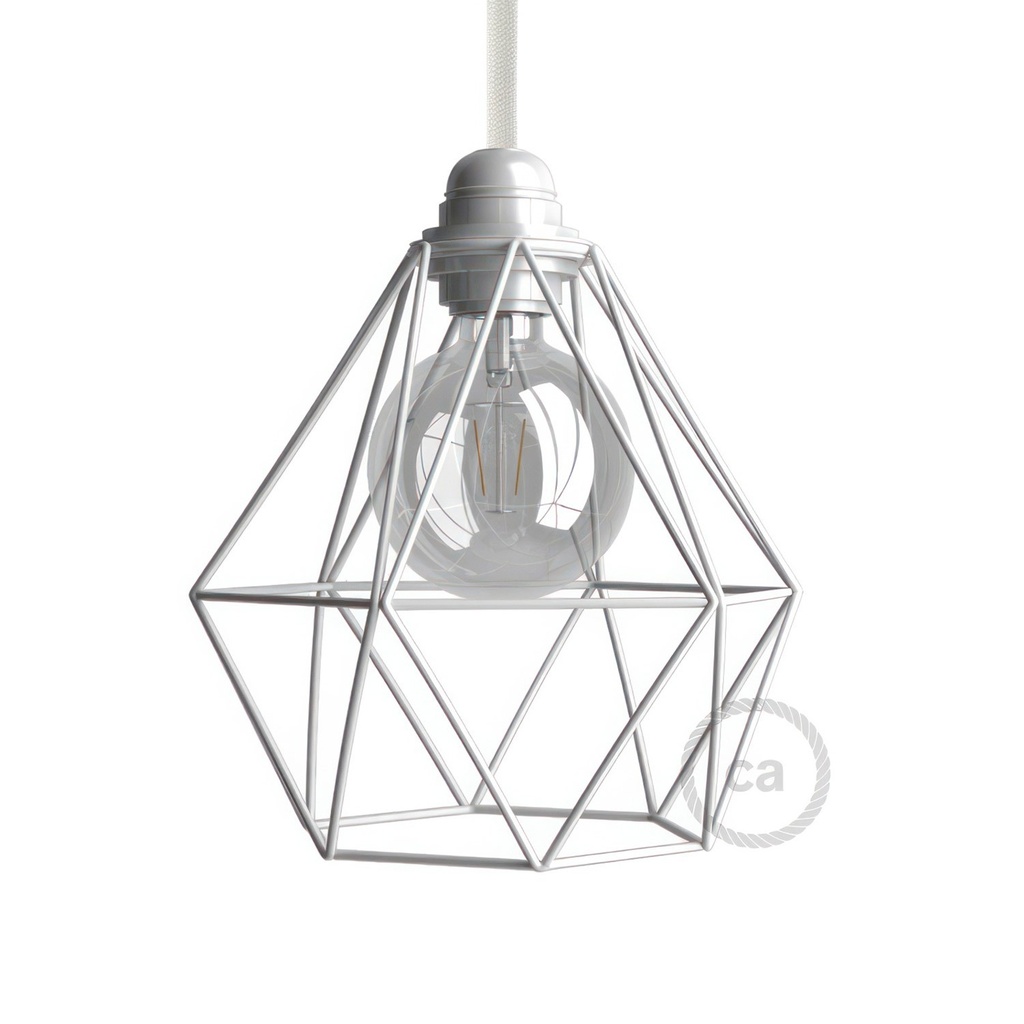 Abat-jour cage Diamond en métal avec douille E27 – Blanc