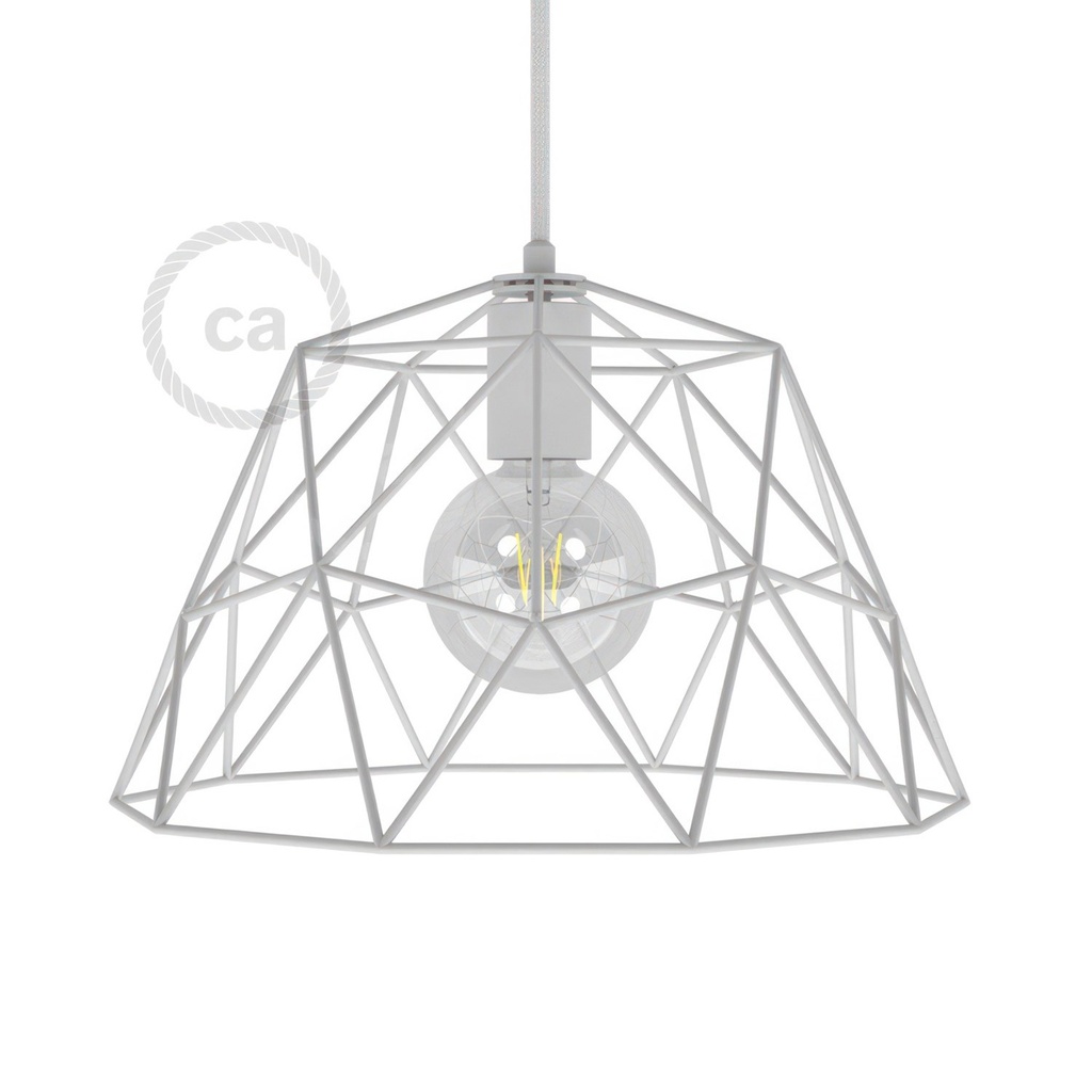 [KPAM23VBL] Abat-jour cage nue Dome XL en métal avec douille E27 (Blanc)