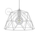 Dome XL naked cage metal lampshade with E27 lamp holder – White
