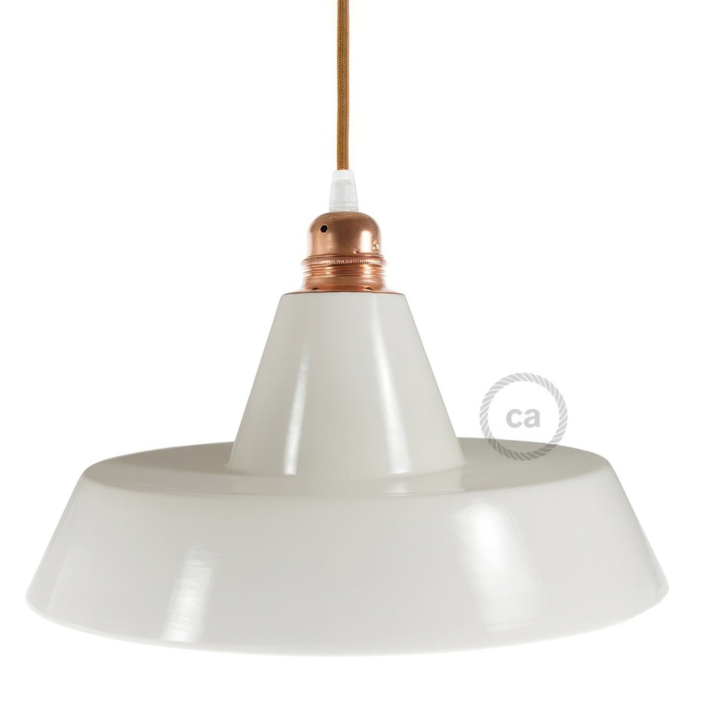 [EKPSBIAN] Paralume Industriale in ceramica per sospensione (Bianco lucido)