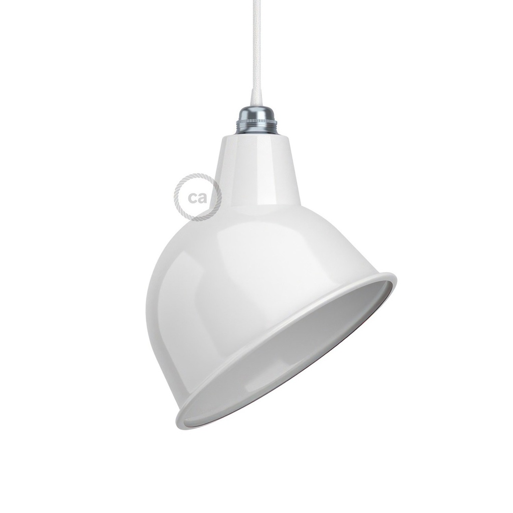 [PAM20VBL] Broadway-Lampenschirm aus emailliertem Metall mit E27-Fassung (Weiß)