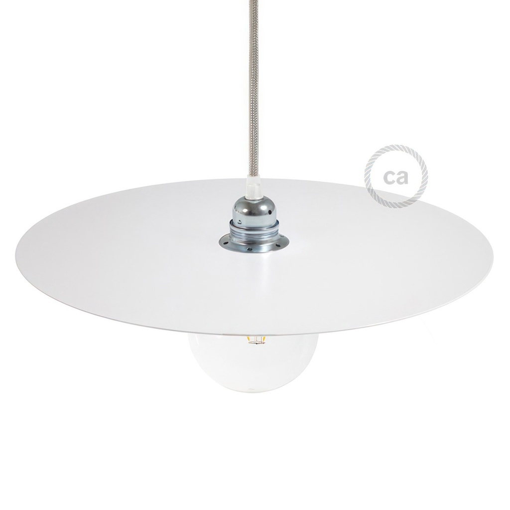 Abat-jour plat Ellepì oversize en fer laqué pour suspensions, diamètre 40cm - Made in Italy – Blanc