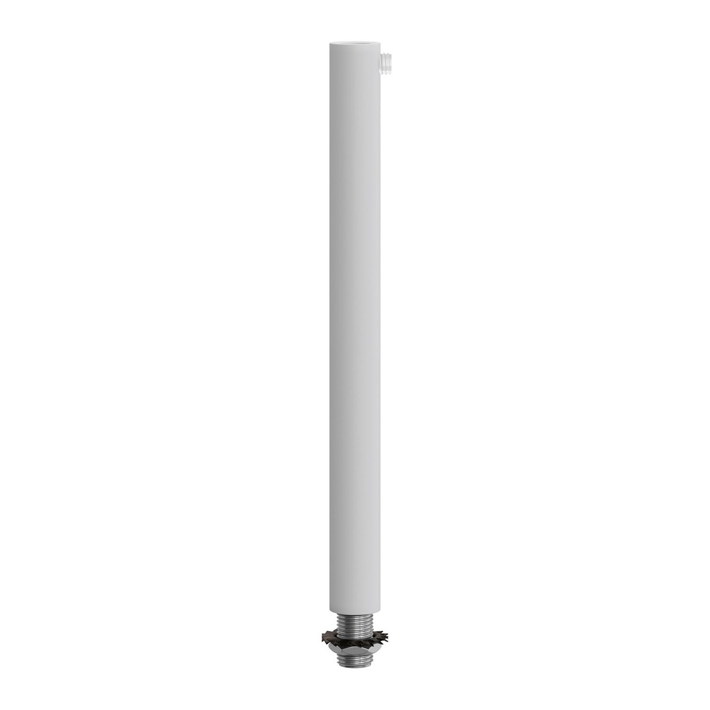 Serre-câble cylindrique en métal, longueur 15 cm, avec tige filetée, écrou et rondelle – Blanc