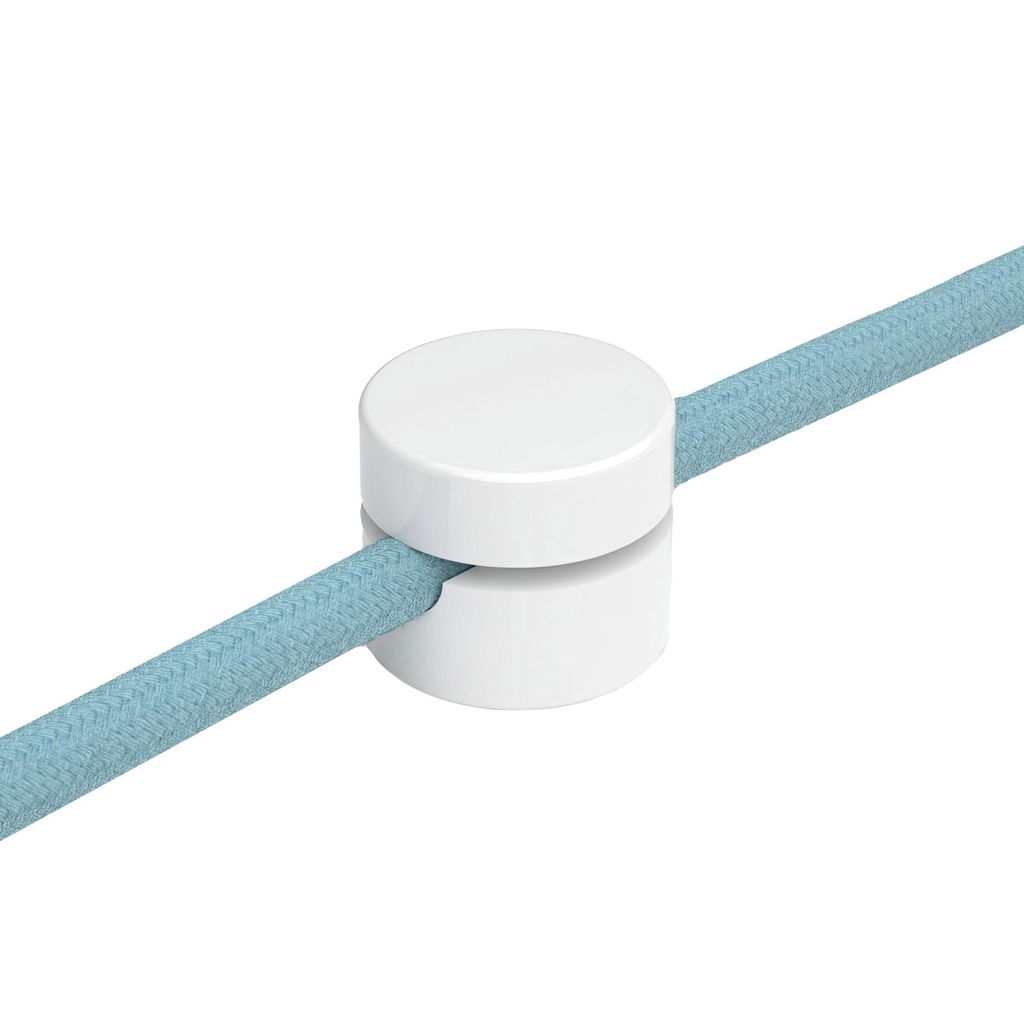 [FCP01BIAx2] Fissaggio a parete passacavo universale per cavo tessile per illuminazione 2x0,75 e 3x0,75 (Bianco)