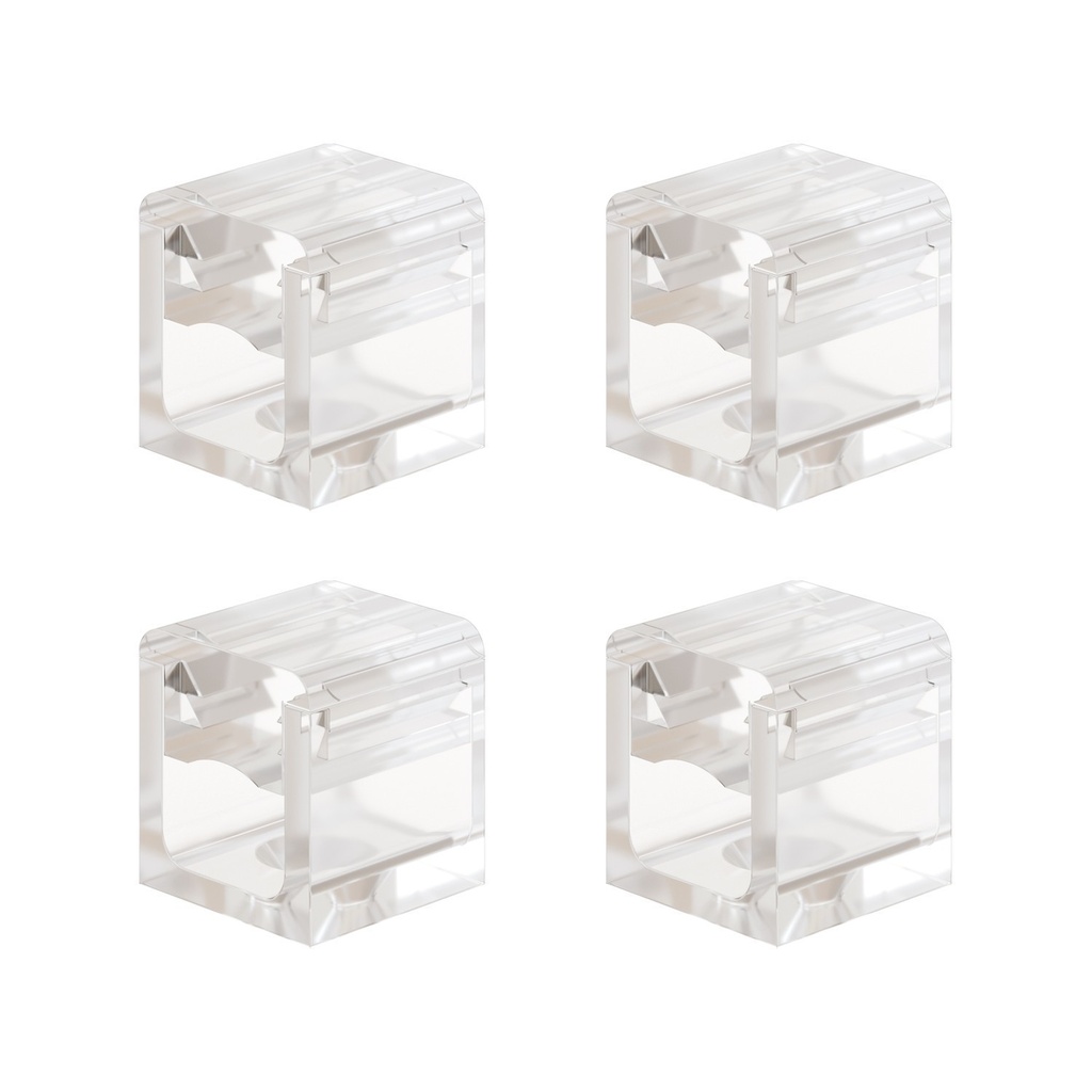 Set 4 Cube Clip Trasparente - Mini fissaggio a parete per cavo tessile