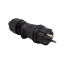 Fiche Schuko noire avec anneau 16A 250V IP44 pour l'extérieur, pour système Modulair