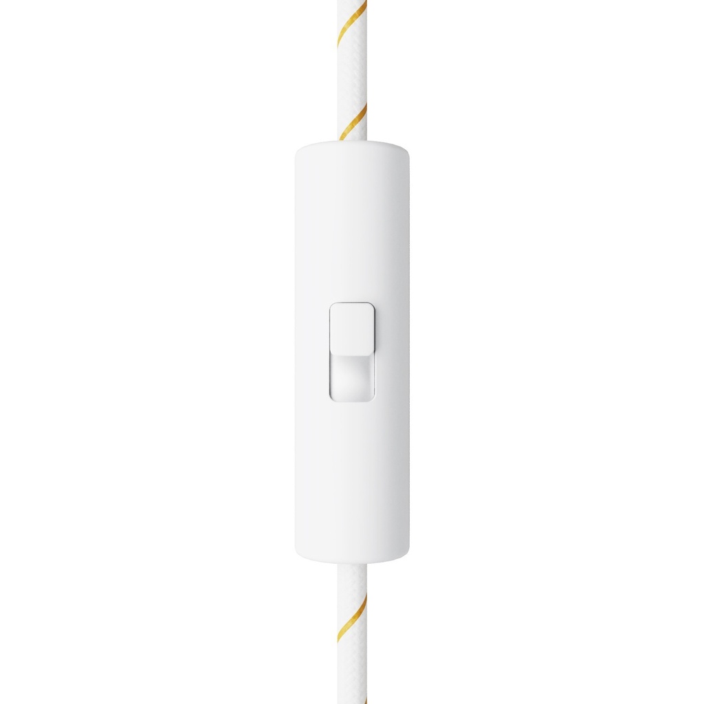Rewireable cylindrical single pole cord-operated switch with earth terminal – White